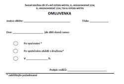 ŠD - OMLUVENKA